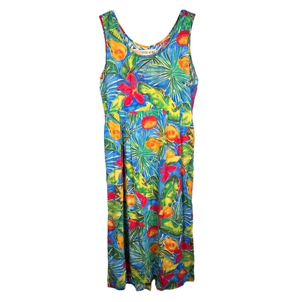 JAMS WORLD Size Medium Dress Tank Midi Tropical Floral Flaw